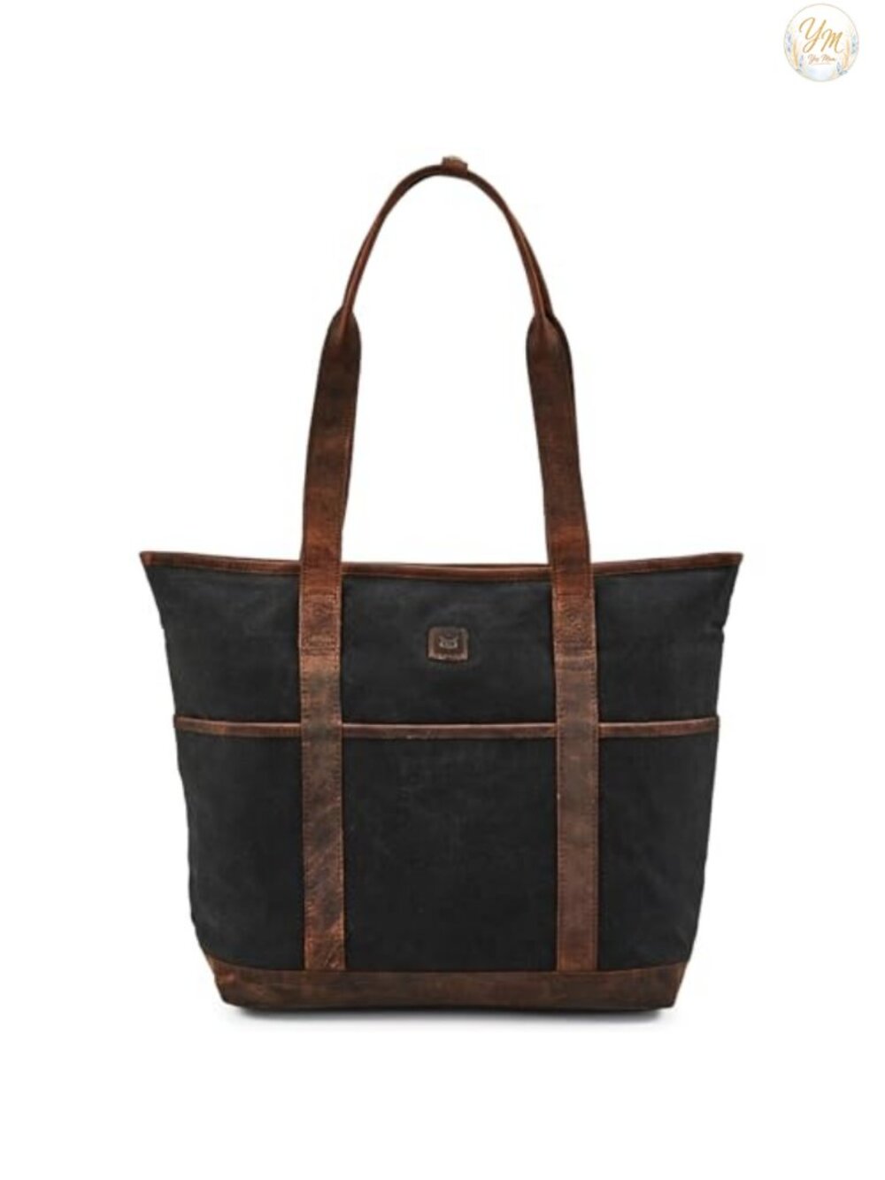 Large Canvas Leather Trim Tote Bag Women Work Shoulder Handbag 16 Oz Waxed